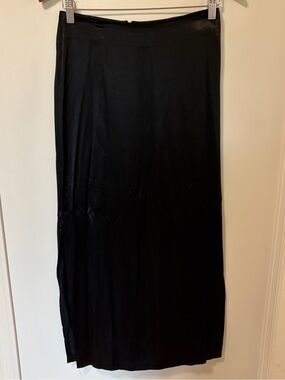 Silky Satin Long Black Maxi Skirt 35th and 10th Size 7 Made in USA